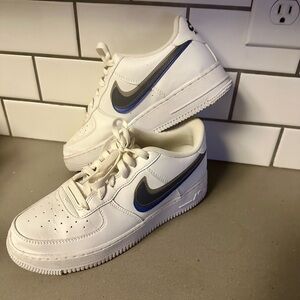 Nike Men's White Sneakers with Blue Accents